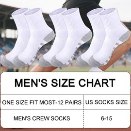 12 Pairs Mens Athletic Socks Cushioned Crew Socks Bulk Breathable Moisture Wicking Sock for Workout Sport Traveling