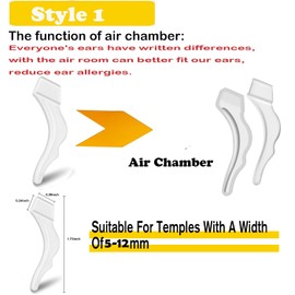 FSACLE Four Styles Glasses Ear Grip with Air Chamber Soft Comfortable Anti-Slip Holder, Silicone Eyeglass Ear Hook,12 Pairs (Clear)