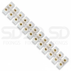 CED Electrical Connector Blocks 12 Way White Terminal Block Electrical Connector Strips 5 Sizes 3A 5A 10A 15A 30A (2x5Amp)
