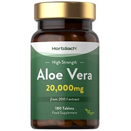 Aloe Vera Tablets | High Strength 20000mg | 180 Count | Colon Cleanse & Digestion | Suitable for Vegetarians & Vegans | by Horbaach