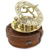 Brass Sundial Compass with Vintage Red Leather Case Hiking Hunting