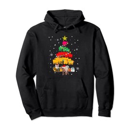 Santa Pig Christmas Tree Present Boxes Pigs Shape Farmer Pullover Hoodie