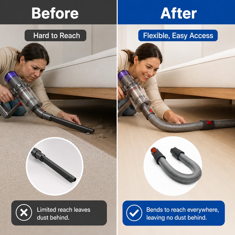 Flexible Vacuum Extension Pipe for Dyson V7–V15 – Telescopic ABS