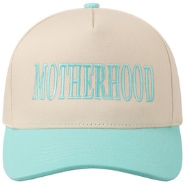 MIRMARU Two-Tone Vintage Canvas Trucker Hats for Men & Women, Adjustable Size Baseball Caps with Trendy Embroidered Design (US, Alpha, One Size, Motherhood, Mint)