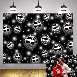 Cholo Theme Backdrop Early 2000s Background 7x5FT Black Glitter Old School Photography Banner Kids Birthday Cholo Party Decoration Props (84x60 inch)