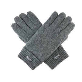 BRUCERIVER Men Pure Wool Knitted Gloves with Thinsulate Lining Size S/M (Grey)