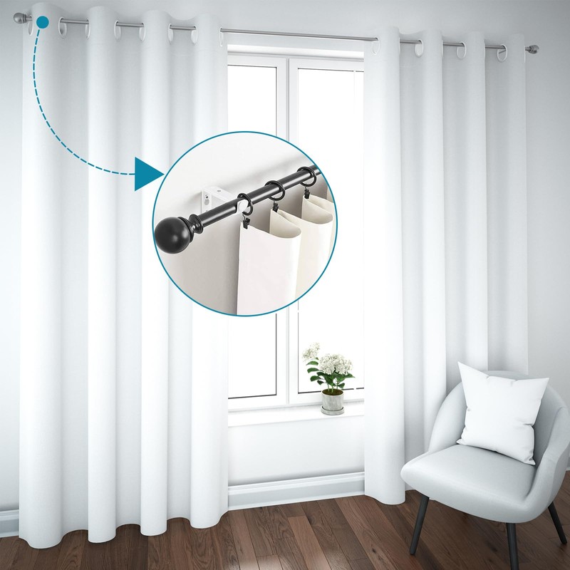 ZOCONE 6 Pcs White Curtain Pole Brackets, Adjustable Curtain Brackets
