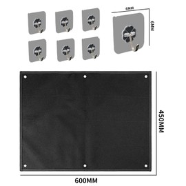 Vyanveo 60 x 45 cm Velcro Wall Patch Wall Velcro Black Velcro Wall Surface Patches, Tactical Patch Display Board with 6 Hooks for Military Patch Suspension