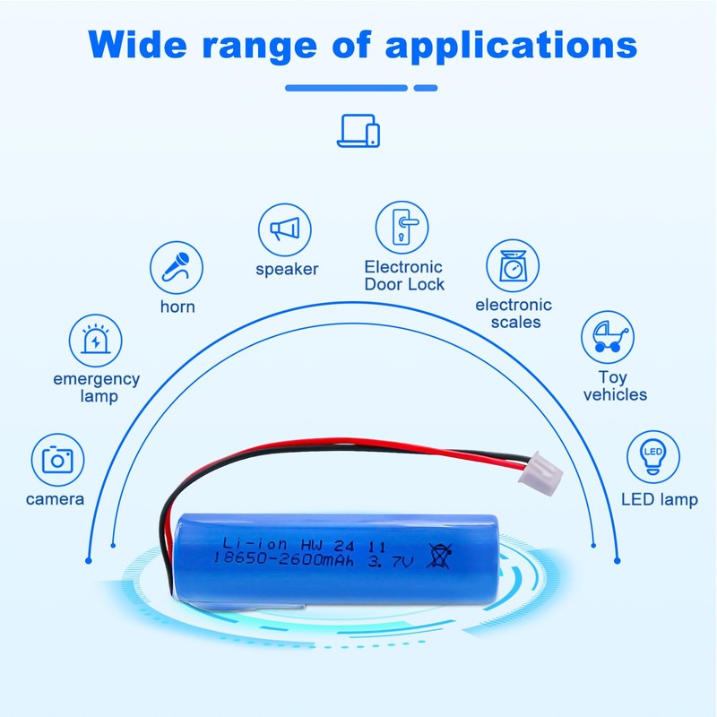 CPZZ 3.7V Battery 2600mAh High-Performance 3.7Volt Rechargeable Batteries with XH2.54/2P