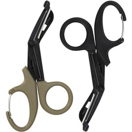 IMKRC Titanium Bandage Shears Scissors EMT and Trauma Shears, Bent Stealth Black Coated for Nurses, Students, Emergency Room (Black & Brown, 15cm)