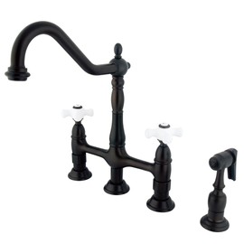 Elements of Design ES1275PXBS New Orleans 8" Center Kitchen Faucet with Side Sprayer, 8- 3/4", Oil Rubbed Bronze