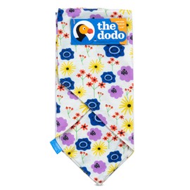 The Dodo Dog Bandana, April Flowers, One-Size - Blue, Yellow, Lavender Floral Bandana for Dogs - Flower Pattern Neck Kerchief for Dogs - Everyday Pet Apparel Accessories