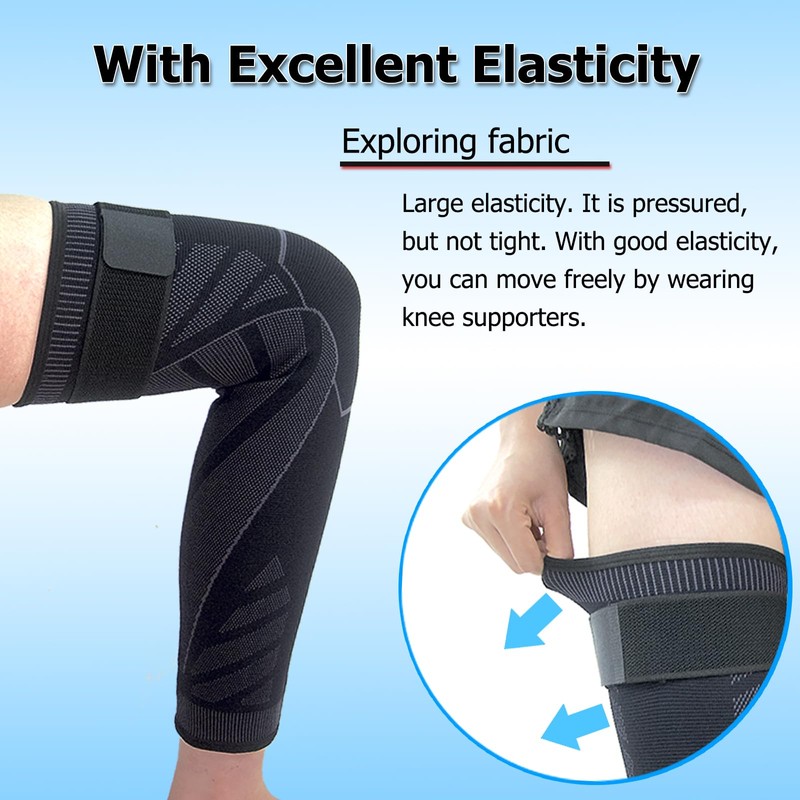 Goosom 2 x Adjustable Knee Brace Unisex Elastic Compression Sports