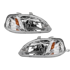 Parts Galaxy Headlight Assembly Set For 1999-2000 Honda Civic Left Right Halogen Composite