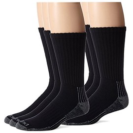 Dickies Men's Heavyweight Cushion Compression Work Crew Socks (3 & 6 Pairs), Black (3 Pairs), Shoe Size: 12-15