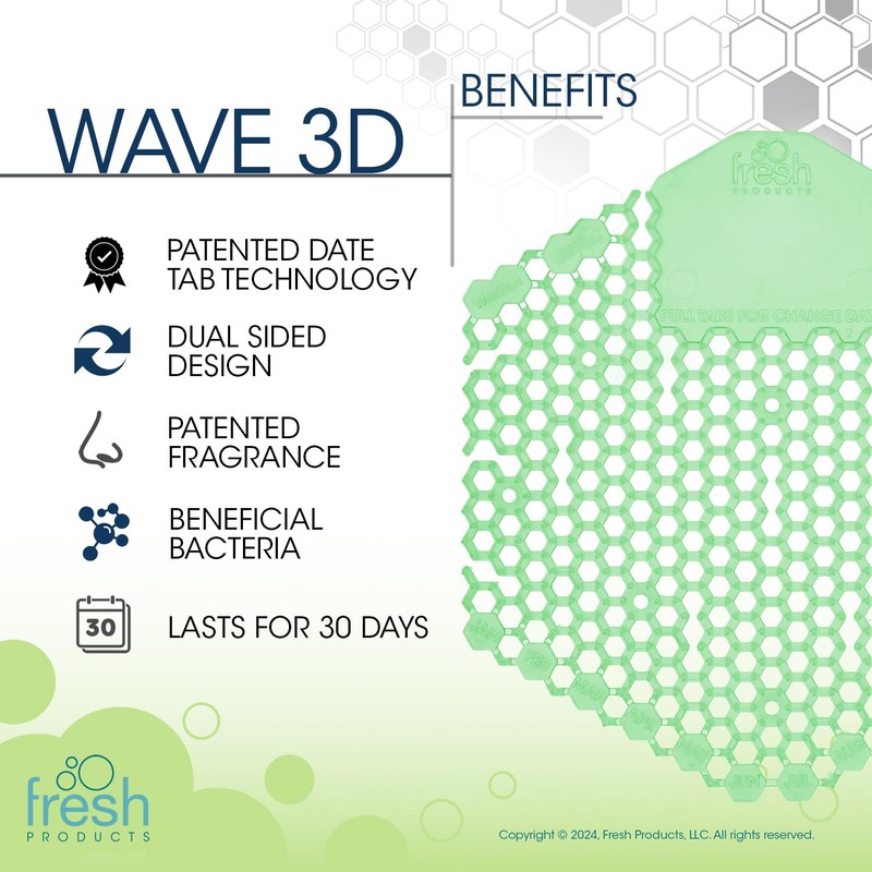 Fresh Products Wave 3D Urinal Screen Virtually Eliminates Urine Splash