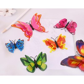Tupalizy 12PCS Double Wings 3D Butterfly Wall Stickers Decals DIY Art Crafts Decorations for Windows Refrigerator Bedroom Classroom Bathroom Home Office Birthday Party Decor (Mixed Color)
