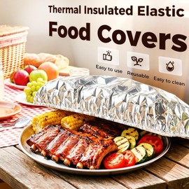30PCS Reusable Aluminum Foil Food Covers, 2026 Upgrade Aluminum Foil Heat Retaining Covers for Home Kitchen Meals Vegetables Fruits Leftovers
