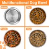 2-in-1 Metal Dog Bowl with Slow Feeder Insert, Stainless Steel