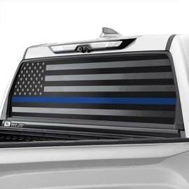 BOGAR TECH DESIGNS Precut Rear Window American Flag Vinyl Decal Sticker Compatible with Toyota Tundra 2022-2025, Thin Blue Line