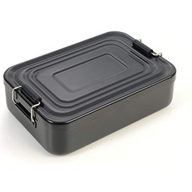 TROIKA BOX82 Lunch Box with Clip Lock Aluminium Black Size: 11.6 cm x 17.9 cm x 5.5 cm