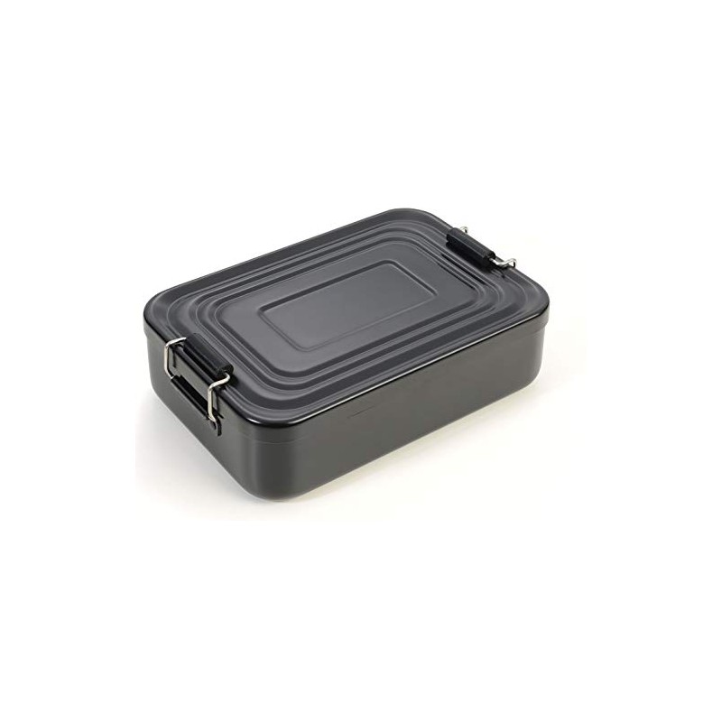 TROIKA BOX82 Lunch Box with Clip Lock Aluminium Black Size: