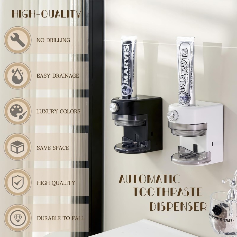 GYEPHKLY Automatic Toothpaste Dispenser, Electric Toothpaste Dispenser for Bathroom, Wall