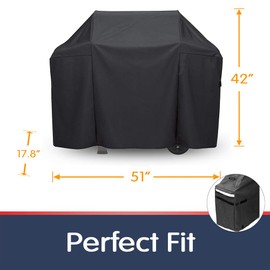 Grisun 7139 Grill Cover for Weber Spirit II 300 and Spirit 200 Series Gas Grill, BBQ Cover 51 Inch for Weber Spirit 315 Gas Grills, Heavy Duty Waterproof Fade Resistant Grill Cover