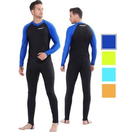 COPOZZ Diving Skin, Men Women Youth Thin Wetsuit Rash Guard- Full Body UV Protection - for Diving Snorkeling Surfing Spearfishing Sport Skin (Black/Navy-Blue, Large for Men)