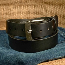 Nohma Leather, Men's Leather Belt, Made in USA, Full-Grain Leather, Casual Everyday Wear Belts, Amish Handmade (Black 5572-AS, 40" (Size 36 Pants) - Check Size Guide)