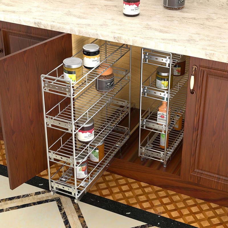 OCG 4-Tier Pull Out Kitchen Cabinet Spice Rack Holder Shelves