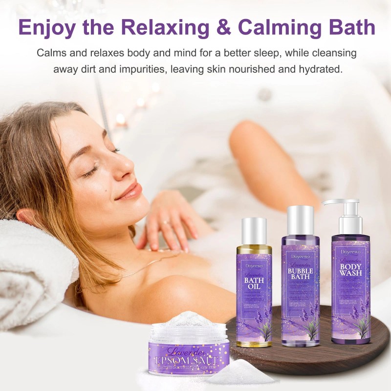 DOYEEWO Lavender Spa Gift Set 7 Piece Bath Essentials Relaxation