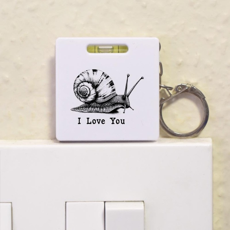 Azeeda 'I Love You with Snail' Keyring Tape Measure/Spirit Level