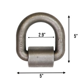 Boxer 1” Weld-On Heavy Duty Forged D Rings 5” x 5” - 47,000lbs, Raw Finish, for Flatbeds Tie-Down Anchor (2 Pack)