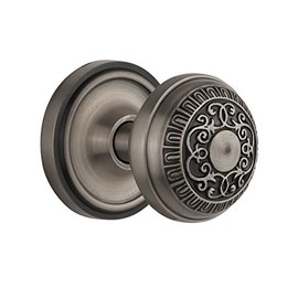 Nostalgic Warehouse Classic Rosette with Egg & Dart Door Knob, Privacy - 2.375", Antique Pewter