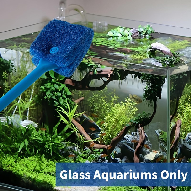 SLSON Aquarium Algae Scraper Double Sided Sponge Brush Cleaner Long