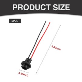 5PCS 194 T10 Bulb Socket with Wire Pigtail, Pre-Wired Harness Connector for 168, 175, 921 LED Bulbs, Universal Tail Light & Side Marker Adapter for Cars, Trucks, SUVs