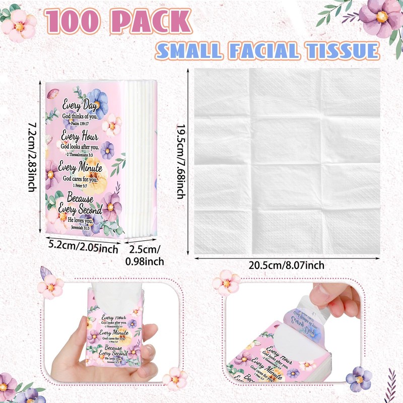 Therwen 100 Pack Pocket Tissues Travel Packs Bulk 1000 Sheet