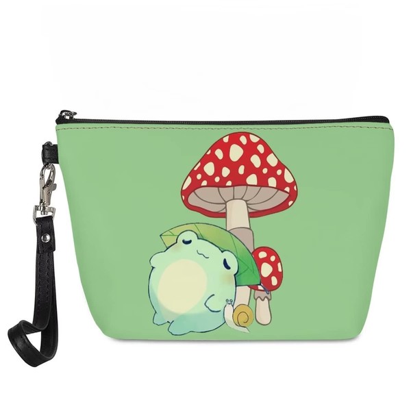 Upetstory Mushroom Frog Small Makeup Bag for Purse for Women Travel Cosmetic Bag Makeup Pouch PU Leather Toiletry Organzier Pouch Travel Holiday