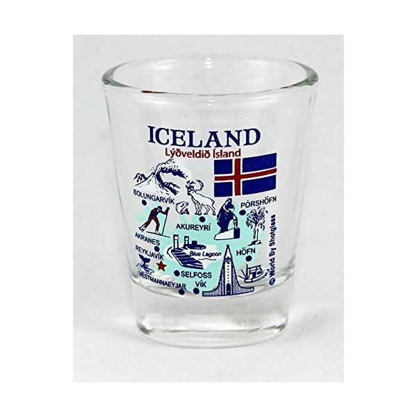 Iceland Landmarks and Icons Collage Shot Glass