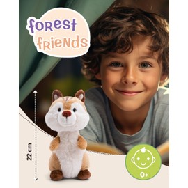 NICI Forest Friends Chipmunk Cuddly Toy JoJo 22 cm - Fluffy Stuffed Toy for Cuddling, Playing and Loving, Sustainably Produced Plush Toy - 49947