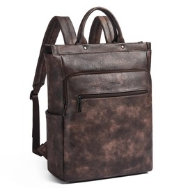 Mroede Laptop Backpack for Women Fits up to 15.6 Inch Laptop Leather Backpack Fashion Travel Backpacks for Work College Coffee