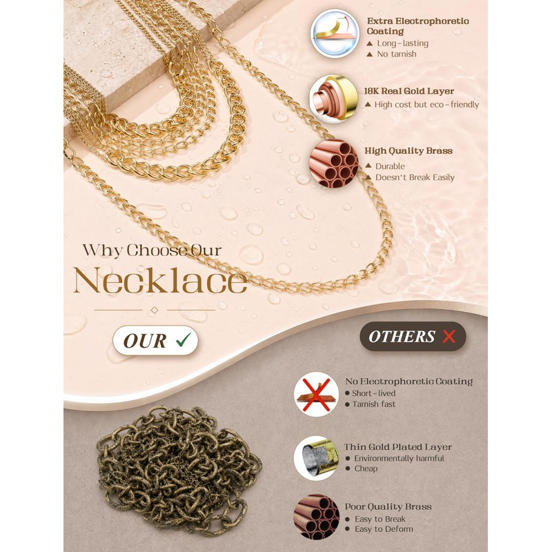 Sllaiss Chunky Gold Layered Necklaces for Women Punk Cuban Link