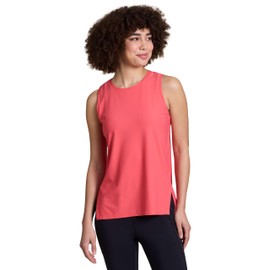 RBX Active Women's Airy Breathable Workout Top, Lightweight Quick Drying Gym Tank Top with Side Vents Jacquard Stripe Coral