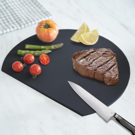 aiji Cutting Board, Heat Resistant, Elastomer, Round Cutting Board, Kamaboko Shape, Dishwasher Safe, Antibacterial, Lightweight, Thin, Widely Usable, Non-slip, Cutting Board, Can Be Used on Both
