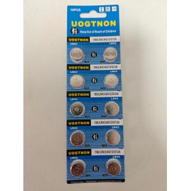 UOGTNON LR43 1.5V Alkaline Button Coin Cell Battery - Pack of 10