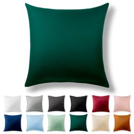 Alreya Renforcé Pillowcase, 100% Cotton, Super Soft Pillowcase with YKK Zip, Pillow Slip Only, 40 x 40 cm, Forest Green