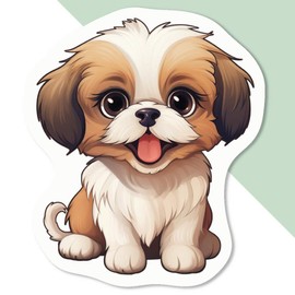 4 x Small 50mm 'Shih Tzu' Permanent Sticker Decals for Cars/Windows/Bins/Walls etc (DW00100348)