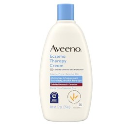 Aveeno Eczema Therapy Crema corporal hidratante diaria para pieles sensibles, crema calmante para aliviar el eccema, avena coloidal y ceramida para pi