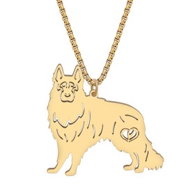 NEWEI Cute Dog Necklace Pendant 18K Gold Plated Stainless Steel Fashion Pet Dog Jewelry Gifts for Women Girls Dog Mom Adjustable Charms (German Shepherd Gold Plated)